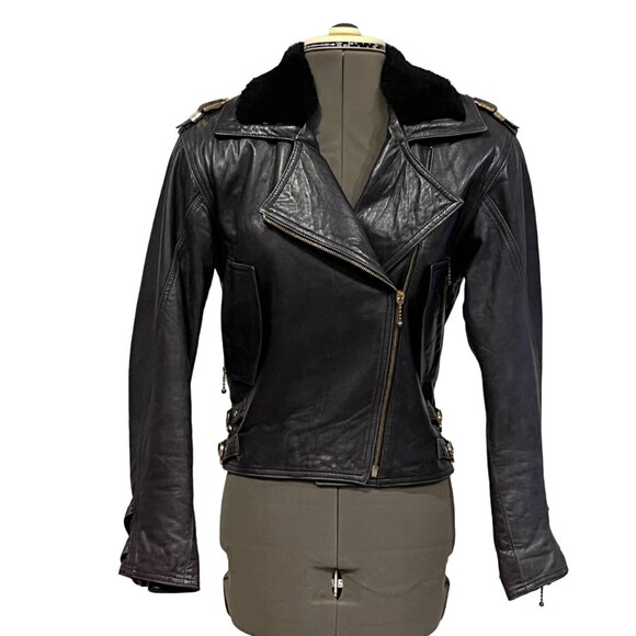 Rare Vintage BEGEDOR ITALIA Black Leather Jacket Women's Size 2
